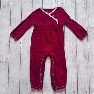 Burt’s Bees Baby Organic Cotton Romper Red Long Sleeve 18M EUC